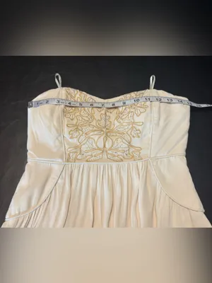 MM Couture by miss me Strapless Embroidered Cream Dress size M thumbnail 8