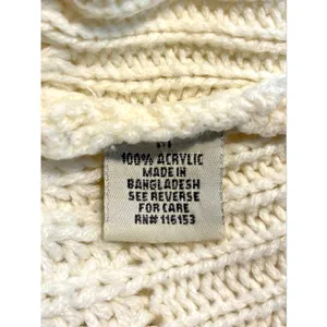 Poof Apparel Cream Knit Turtleneck Cropped Sweater M Cottagecore Minimalist Cozy thumbnail 7