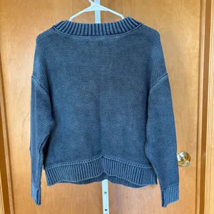 American Eagle‎ Outfitters Blue V-Neck Cotton Sweater Knit Top thumbnail 2