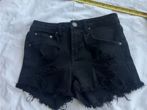 Almost Famous Black Distressed Frayed Denim Shorts thumbnail 3