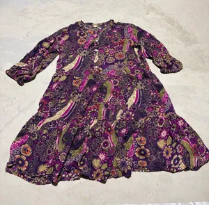 Natural life Purple Floral Tiered long sleeve dress medium thumbnail 1