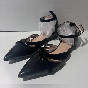 INCH2 Leather Strappy Pointed Toe Velvet Strap Ballet Flats EU Size 36‎ (US 5.5) thumbnail 6