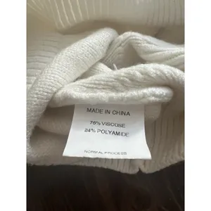 Cream Pom Pom‎ Chevron Knit Crewneck Sweater Puff Long Sleeve Cable Pullover XS thumbnail 5