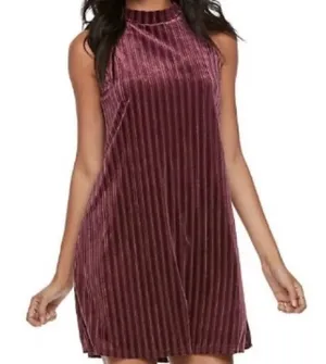 Mudd Velvet Swing Dress Y2K Mod Mock Neck Sleeveless‎ Striped Juniors XL thumbnail 1