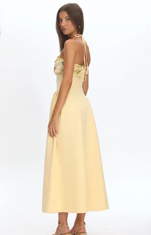Sunbeam Kiss Foldover Floral Bust Maxi Dress Butter thumbnail 2