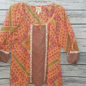 NWOT Anthropologie Fig and flower bohemian top Lg thumbnail 2