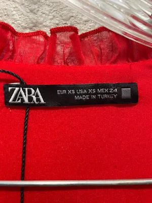 Zara Bright Red Ruffle V-Neck Long Sleeve Dress thumbnail 3