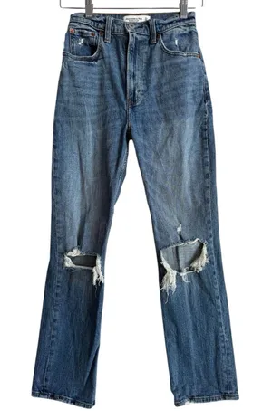 Abercrombie & Fitch Women's 24/00 Distressed The‎ Ankle Straight High Rise Jeans thumbnail 1