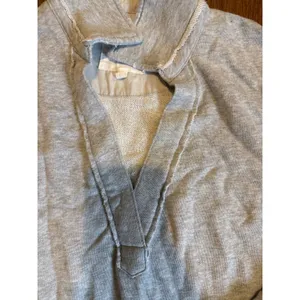 Aerie Heather Gray Split Neck Raw‎ Edge Pullover Sweatshirt oversized Large thumbnail 2