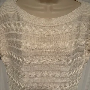 Ralph‎ Lauren Inspired Cable Knit Sweater Top Cream Coastal Grandma Quiet Luxury thumbnail 2