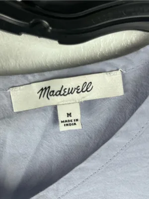 MADEWELL Distant Peri Puff Sleeves Poplin Cutout Crop Top Medium Preppy Casual thumbnail 3