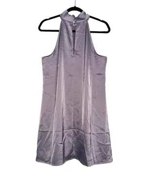 NWT Banana Republic Satin Halter Sleeveless Purple Shift Mini Dress MEDIUM thumbnail 3