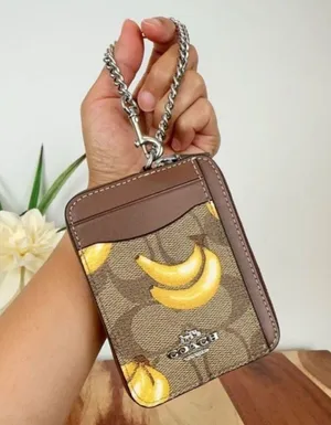 Coach Zip Card Case In Signature Canvas With Banana Print cr833 thumbnail 6