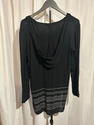 Billabong Black Striped Swim Cover Up With Hood size S thumbnail 6