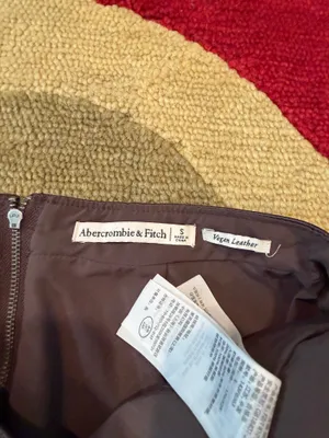 Abercrombie & Fitch Brown Vegan Leather High Waisted Mini Skirt with slit Small thumbnail 2