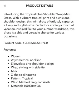 Cupshe Tropical One Shoulder Wrap Mini Dress thumbnail 7