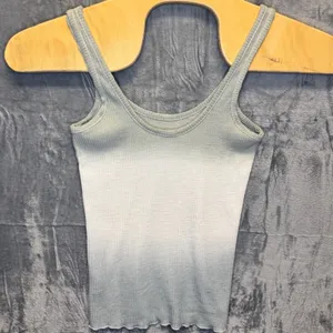 2009 | POL Y2K Boho Ombre Scoop Neck Ribbed Lettuce Edge Tank Top Sage Womens S‎ thumbnail 2