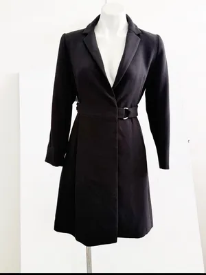 NEW Jo-Jo-Z Black Trench Blazer Dress Belted Longline Jacket SMALL thumbnail 4