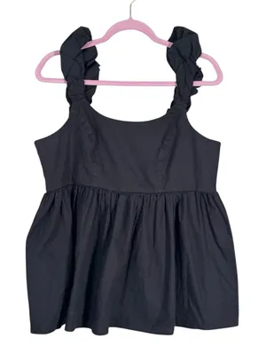 Corey Lynn Calter Black Ruffled Babydoll Blouse Womens XL Whimsigoth Witchy Top thumbnail 1