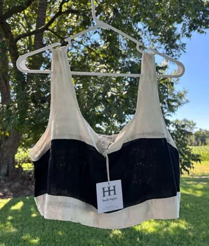 Haute Hippie Colorblock Pattern Square Neckline Crop Top thumbnail 1