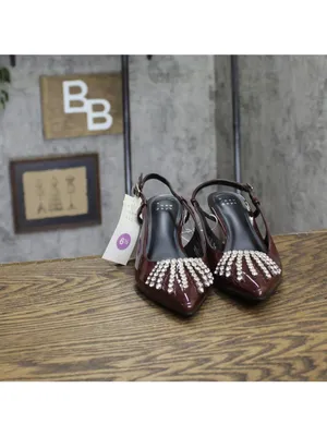 A New Day Womens Serafina Heels Rhinestone Strap Back 94661781 Burgundy Red 6.5M thumbnail 3