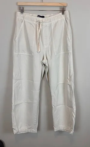 Gap Pull-On Barrel Pants Medium Milk Ivory Cotton Lyocell Utility thumbnail 1