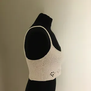 Free People Cream Crochet Women Crop Top thumbnail 3