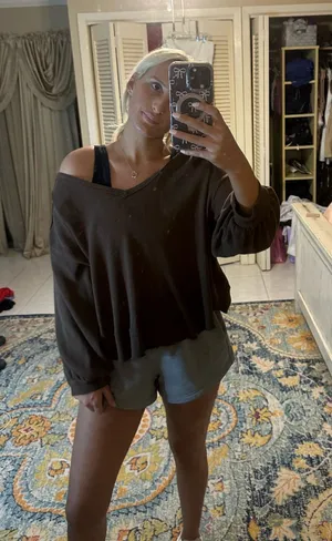 Altar'd State Off-The-Shoulder Brown Sweater thumbnail 1