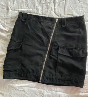 Black Velvet Zip Up Mini Skirt thumbnail 1