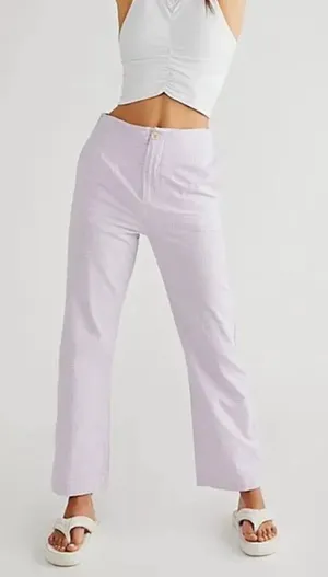 Free People FP Women’s Kate Micro Plaid Purple Gingham Straight Leg Pants Size S thumbnail 1
