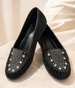 Nicole Black Rhinestone Studded Loafers Slip On Flats Comfort Shoes 10W- Danica thumbnail 1