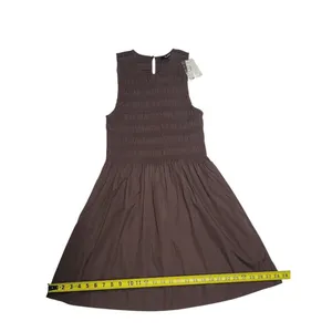 Madewell Brown The Melody Smocked Mini Dress Size XS NWT Cotton Poplin Summer thumbnail 6