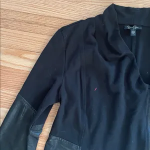 Jessica Simpson Moto Jacket Womens Medium Black Faux Leather Zip Up Casual thumbnail 3