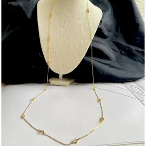 Gold Plated Floral clover necklace Stainless Steel women Jewelry 42” thumbnail 10