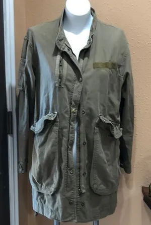 Zara basic olive green utility jacket thumbnail 1