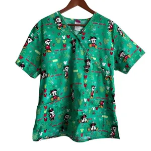 Micky Mouse Christmas Scrubs Disney Top L Medical Uniform Nurse Workwear‎ Dental thumbnail 1