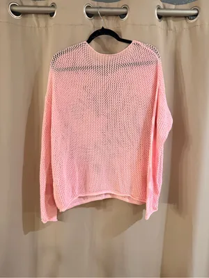 Source Unknown Women’s Pink Floral Open-Knit Sweater thumbnail 3