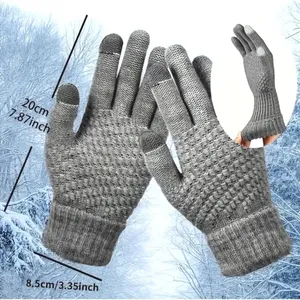 Unisex Thermal Warm Thick Plush Lined Touchscreen‎ Gray Gloves NEW Winter OS thumbnail 4
