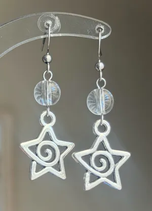 Handmade funky grunge y2k swirl star dangle earrings 🌙🌀 thumbnail 1