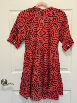 AREA Red and Black Polka Swirl Mini Dress thumbnail 2