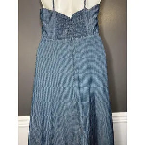 Wayf Dress Womens Medium Blue Striped Sweetheart Smocked Maxi Sundress Boho thumbnail 8