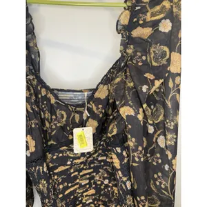 Free People Size S Brunch Date Smocked Floral Bodysuit Puff Sleeve Bohemian thumbnail 5