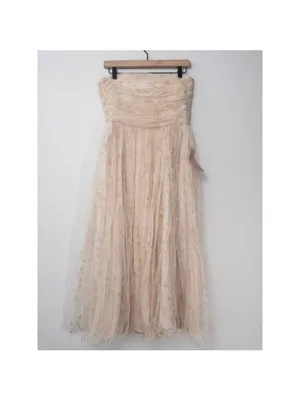NWT BHLDN x Joanna August Brenda Star Strapless Midi Dress 8 Gold Bridal Tulle thumbnail 10