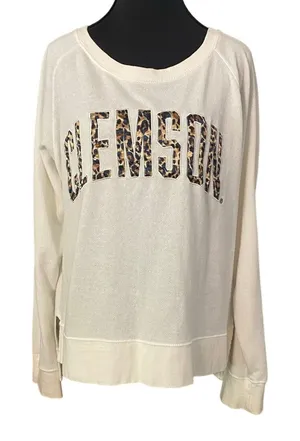 Clemson Leopard Print Sweatshirt Three Square‎ by Royce Apparel Women’s Large thumbnail 1
