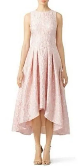 Shoshanna Midnight Floral Metallic Brocade High-Low Dress Pink Gold 2 thumbnail 1