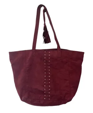 Abercrombie & Fitch Burgundy Shoulder Tote Handbag Y2K Faux Suede Boho Western thumbnail 1