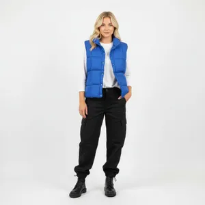 Land’s End Women's Blue Down Filled Puffer Sleeveless Vest M thumbnail 5