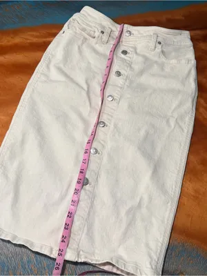 Madewell Western Edition High waist Button-Front Denim Skirt Ecru size 28 thumbnail 13