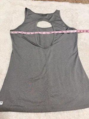 5/$30 🎈Fabletics medium embra open back grey tank top thumbnail 4
