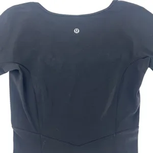 Lululemon Nulu Cropped Slim Yoga Short Sleeve‎ Top Black Size 2 thumbnail 5